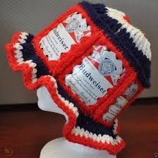 Vintage BUDWEISER Beer Can Crochet 70'S Hat Retro Hipster RED, WHITE & BLUE | #1799811906 Hat Crochet Patterns Free, Beer Can Hat, Hat Crochet Patterns, 70s Hats, Crochet Beer, 70s Clothes, Vintage Budweiser, Crochet Patterns Free, Budweiser Beer