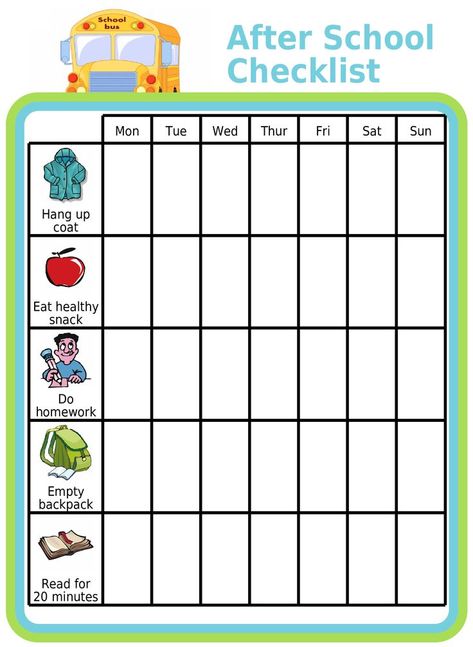 Take control of those crazy after school hours with a weekly checklist. It will keep your kids on track, and put them in charge! After School Weekly, After School Checklist, Weekly Checklist, School Checklist, Family Binder, After School Routine, Weekly Routine, School List, Daily Checklist