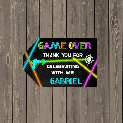 Laser Tag Favor Tag, Neon Laser Tag Party Goody Bag Tags, Party Favor Tags, Printable Thank you Tags Laser Tag Goodie Bag Ideas, Laser Tag Birthday Party Ideas, Lazer Tag Birthday Party, Laser Tag Party Favors, Laser Quest, Laser Tag Invitations, Laser Game, Planet Party, Laser Tag Birthday Party