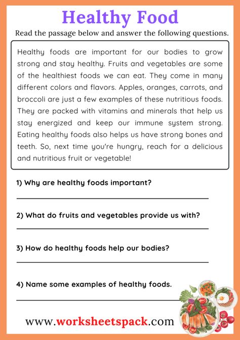 Food and Drinks Reading Comprehension Passages - worksheetspack Reading Comprehension Passages Free, 3rd Grade Reading Comprehension Worksheets, Elementary Reading Comprehension, Animals Reading, 2nd Grade Reading Comprehension, Phonics Reading Passages, First Grade Reading Comprehension, Reading Comprehension For Kids, Reading Comprehension Kindergarten