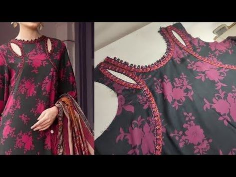 Stitch Dress Design Pakistani, Selves Design For Clothes, Lawn Dresses Neck Designs, Trendy Neckline Designs, Fancy Gala Design, Cute Neck Design, New Designer Dresses 2023, New Dress Neck Designs, Fancy Neck Designs For Dresses