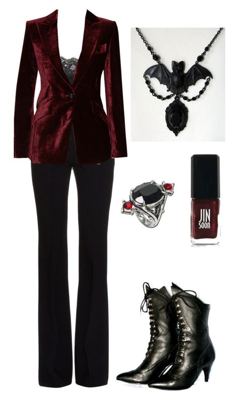 "Sum" by theeverydaygoth ❤ liked on Polyvore featuring Dolce&Gabbana, Alexander McQueen, Emilio Pucci and JINsoon Vampiric Outfits, Modern Vampire Outfit, Vampire Style, Vamp Style, Goth Wardrobe, Witchy Outfits, Vampire Fashion, Goth Outfit Ideas, Vampire Clothes