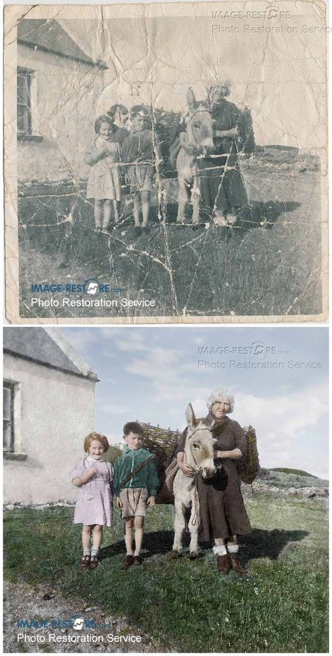 Badly damaged sepia photo restored and coloured Bleaching Photographs, Photoshop Restoration, Photo Preservation, Best Way To Scan Old Photos, Old Damaged Photo, Old Photo Restoration, Digital Photo Organization, Photo Organizing, Preserving Photos