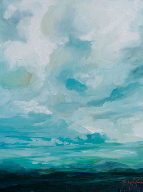 Emily Jeffords, Art Amour, Oil Landscape, Cloud Painting, Art Et Illustration, Painting Reproductions, Oil Painting Landscape, Art Abstrait, Art Paint