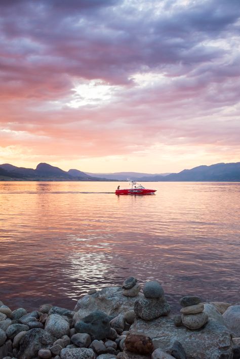 Dramatic Summer, Okanagan Lake, Journal Images, Puzzle Pictures, Dramatic Sunset, Okanagan Valley, Summer Loving, Travel Landscape, Lake Boat