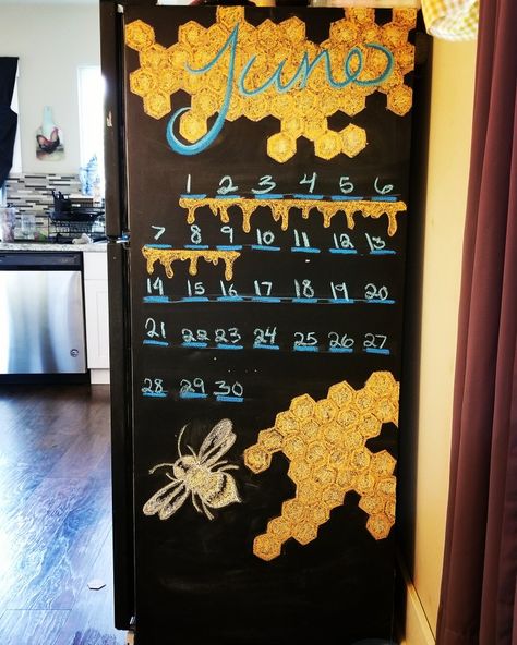 June Chalkboard Calendar, Chalk Calendar, Fridge Calendar, June Calendar, Chalkboard Calendar, Calendar Ideas, Chalkboard Art, Chalk Art, Board Ideas