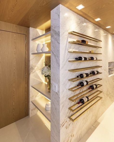 𝒫𝒾𝓃: 𝑔𝑜𝓁𝒹𝓈𝒽𝑜𝓇𝓉𝓎 💌 Wine Cellar Modern, Wine Cellar Wall, Wine Storage Wall, Hangout Space, Home Bar Ideas, Wine Closet, Home Bar Rooms, Wine Cellar Design, Cellar Design