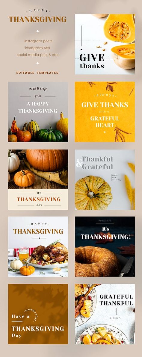 Thanksgiving Social Media Post Design, Thanksgiving Posts Social Media, Thanksgiving Social Media Post, Thanksgiving Social Media, Food Instagram Post, Thanksgiving Ads, Dr Post, Thanksgiving Templates, Thanksgiving Post