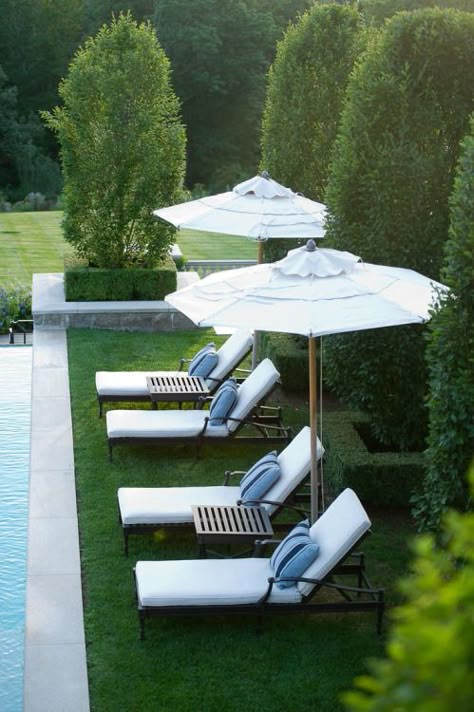 Pinterest: Valeria Rodríguez Pool English Garden, Pool Club, Luxury Garden, Backyard Inspiration, Pool Furniture, Dream Living, Design Exterior, Garden Pool, Pool Landscaping