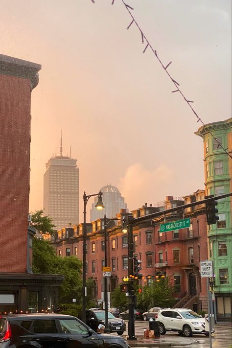 Boston Life, Rain Sunset, Massachusetts Aesthetic, Boston Aesthetic, Academic Comeback, Boston Street, Bf Goals, Fall Nyc, City Rain