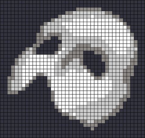 Crochet Phantom Of The Opera, Phantom Of The Opera Cross Stitch, Phantom Of The Opera Crochet, Latchhook Patterns, Gothic Alpha Pattern, Alpha Patterns Pixel Art, Silly Crochet, Crochet Tapestries, Phantom Opera