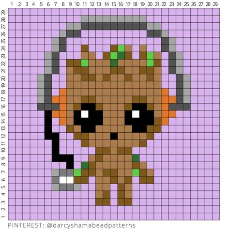 Groot Pattern #groot #babygroot #iamgroot #guardians #guardiansofthegalaxy #avengers #dancinggroot #marvel #hamabead #perler #pixel #pixelart #pattern #pyssla #fusebeads Marvel Cross Stitch, Hama Art, Pixel Beads, Easy Pixel Art, Pixel Art Templates, Hama Beads Design, Pixel Drawing, Hama Bead, Pix Art