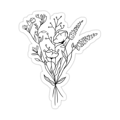 Bouquet Sticker, Hang 10, Wildflower Bouquet, Lotus Flower Tattoo, Beck, Twine, Flower Tattoo, Sticker Design, Tatting