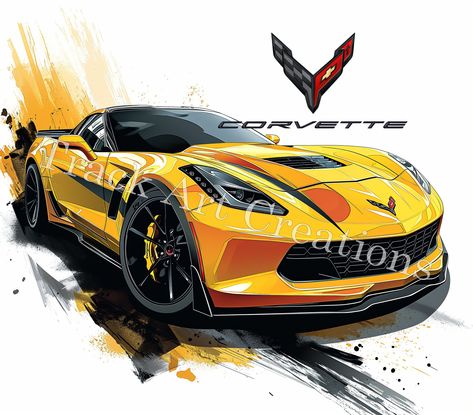 C7 Chevrolet Corvette Car Concept Wall Art for Large Canvas Painting, Vintage Auto Decor for Garage, Classic Car Enthusiast Gift, Collectible Wall Hanging Car Artwork Corvette, Corvette Painting, Canvas Painting Vintage, Concept Wall, Corvette Art, Corvette Car, Chevrolet Corvette C7, Cartoon Cars, Car Concept