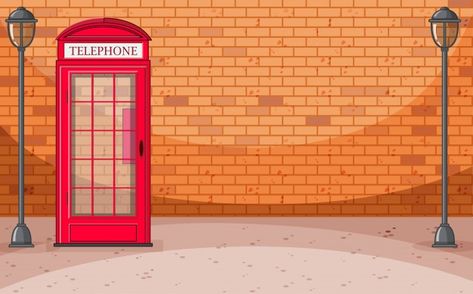 Brick wall street scene with telephon bo... | Free Vector #Freepik #freevector #phone #cartoon #telephone #lamp Cartoon Telephone, Telephone Lamp, Gym Building, Phone Cartoon, Usa Street, Street Background, Building Modern, Architecture Set, Litter Bin