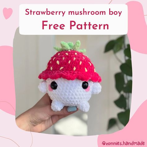 🍓STRAWBERRY MUSHROOM BOY FREE PATTERN 🍓 Many of you have been asking me to release the strawberry version of my original big mushroom boy… | Instagram Big Mushroom, Boy Crochet Patterns, Crochet Valentine Patterns, Boy Instagram, Crochet Strawberry, Beginner Crochet Tutorial, Quick Crochet Patterns, Crochet Animals Free Patterns, Crochet Shop