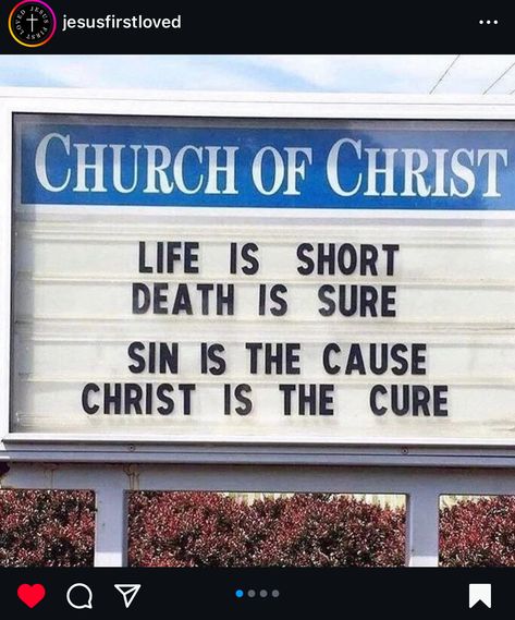 Church Sign Sayings, Funny Church Signs, Church Signs, Church Bulletin, Biblical Inspiration, Churches Of Christ, Christian Humor, Christian Memes, Biblical Quotes