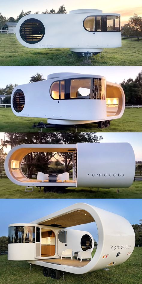 Trailer Interior Design, Futuristic Exterior, Thesis Ideas, Capsule House, Solar Panel Mounts, Quantum Entanglement, Trailer Interior, Futuristic Home, Built In Refrigerator