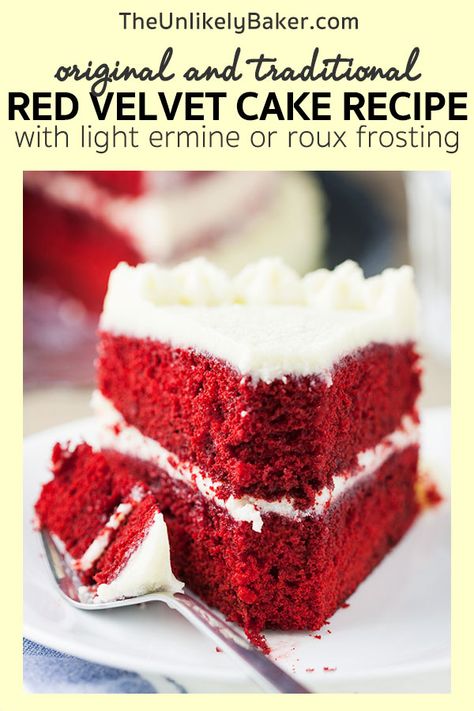 Red Velvet Cake Frosting, Homemade Red Velvet Cake, Southern Red Velvet Cake, Cooked Frosting, Best Red Velvet Cake, Ermine Frosting, Bolo Red Velvet, Whipped Cream Cheese Frosting, Red Velvet Cake Recipe