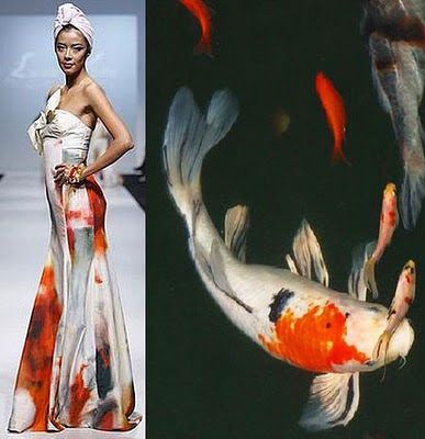 Mother Nature Inspired Fashions – Luxe Gifts Fabulous Blog Fish Fashion, Nature Inspired Fashion, Fish Dress, Jeanne Lanvin, Career Fashion, Fashion Themes, Iconic Fashion, Nature Tattoos, Mood Board Fashion