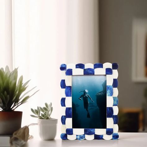 All new blue and white!!💙🤍 #blueandwhite #blueandwhitedecor #blueandwhiteforever #chinoiserie #chinoiseriechic #blueandwhitehome Handmade Picture Frames, Handmade Photo Frames, 5x7 Frame, A Wonderful Life, Chinoiserie Chic, Wonderful Life, Home Offices, Art Blue, Your Photo