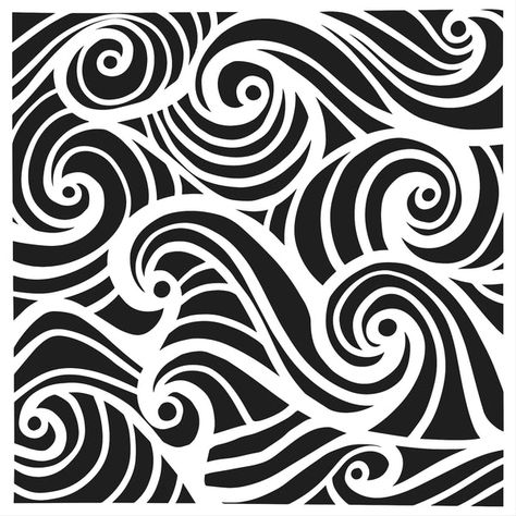 TCW1064s Swirling Waves Waves Stencil, Print Making Ideas, Wave Stencil, Paper Techniques, 3 D Art, Stencil Ideas, Lino Prints, Waves Curls, Plastic Stencil