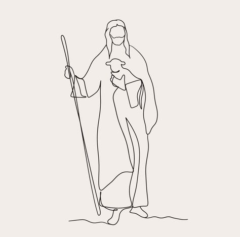 Minimalist Christian Line Art, Religious Illustration, Simple Sketch Jesus , Biblical  Faith Outline Drawing Jesus Outline, Christian Line Art, Omerta Tattoo, Simple Sketch, Awesome Tattoo, Illustration Simple, Outline Drawing, Religious Illustration, Jesus Painting