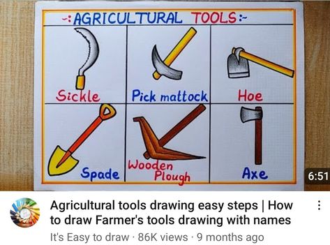 Agriculture Tools Drawing, Agriculture Drawing Easy, Agriculture Drawing, Agricultural Tools, Bullet Journal Cover Ideas, Cool Pencil Drawings, Poster Drawing, Cover Ideas, Journal Cover