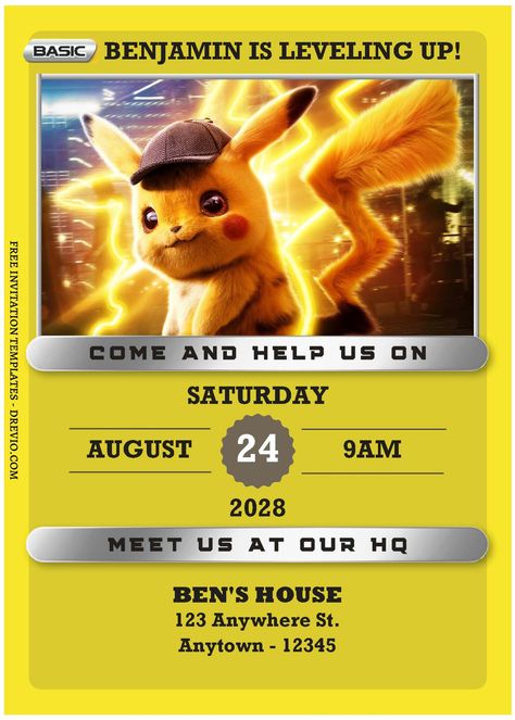 Pokemon Party Invitations Free, Pokemon Birthday Invitations Free, Pokemon Invitations Template, Pokemon Birthday Invitations, Pokemon Birthday Invites, Pokemon Party Invitations, Pokemon Invitations, Pokemon World, Pokémon Party