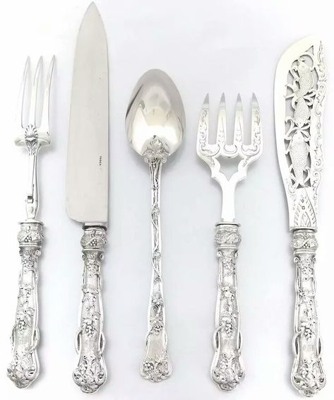 Aesthetic Sharer ZHR on Twitter: "Antique silver tableware… " Antique Flatware, Silver Cutlery, Antique Silverware, Vintage Cutlery, Sterling Silver Flatware, Vintage Silverware, Silver Flatware, Silver Spoons, Silver Pieces