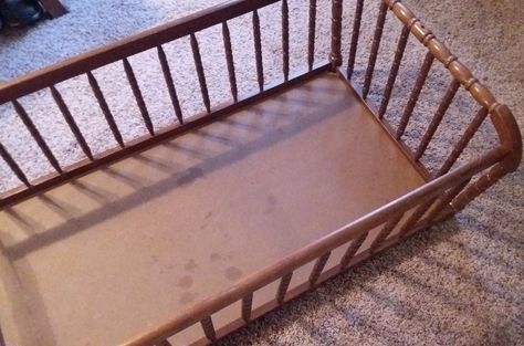 After another sleepless night, I decided it was time for the dogs to get out of our bed and into their own. I found this old baby cradle for free on craigslist… Would Anyone Care, Baby Craddle, Wood Bassinet, Another Sleepless Night, Upcycle Baby, Old Cribs, Diy Dog Crate, Sleepless Night, Elevated Dog Bed