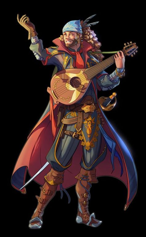 Valor Bard, Cloak Character, Bard Lute, Bard Rogue, Rpg Wallpaper, Rogue Character, Dnd Bard, Super Mario Rpg, Persona Anime