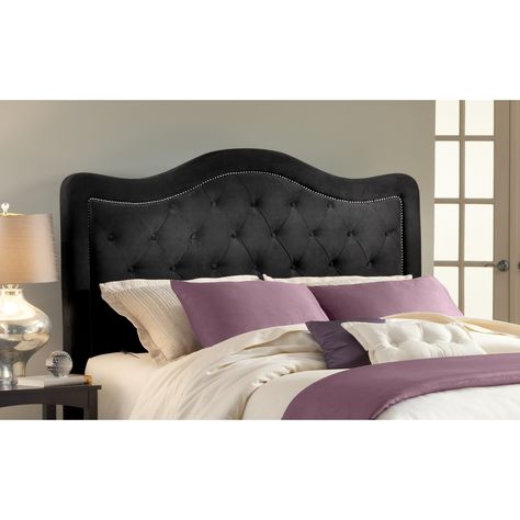 Trieste Pewter Headboard (with Rails) (King), Gray Dark Grey Headboard, Purple And Gray Bedroom, Tufted Upholstered Bed, Grey Headboard, Purple Wall, Hillsdale Furniture, Fabric Headboard, Upholstered Panel Bed, Queen Bed Frame