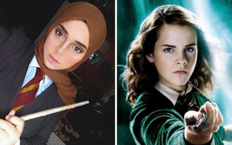 Hermione Malaysian Makeup, Muslim Makeup, Hermione Costume, Black Panther Images, Book Costumes, Princess Fiona, World Book Day Costumes, Book Character Costumes, Book Day Costumes