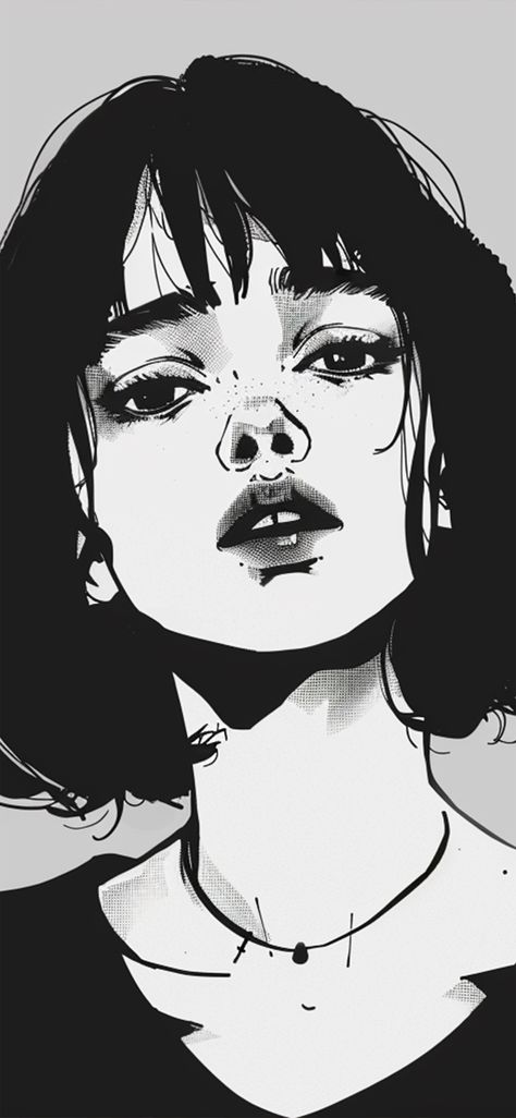 Illustration of a beautiful girl Tato Geisha, Memories Last Forever, Arte Grunge, Black And White Portrait, White Portrait, Amazing Drawings, Black And White Portraits, Custom Portrait