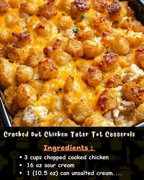 https://niold.com/christmas-cracked-out-chicken-tater-tot-casserole-%f0%9f%a7%80%f0%9f%a5%93%f0%9f%a5%94/ Cracked Out Chicken, Boston Cream Pie Cupcakes, Chicken Tater Tot Casserole, Cracked Out, Lemon Cream Cake, Seafood Salad Pasta, Chicken Crispy, Whipped Frosting, Tot Casserole