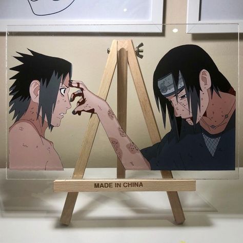 Itachi Uchiha Glass Painting, Naruto Glass Painting Ideas, Sasuke Glass Painting, Itachi Glass Painting, Naruto Glass Painting, Itachi Painting, Anime Glass Painting, Anime Frame, Naruto Phone Wallpaper