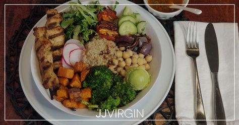 The JJ Virgin Nourish Me Bowl - JJ Virgin Jj Virgin Diet Recipes, Jj Virgin Diet, Virgin Diet Recipes, Virgin Diet, Jj Virgin, Whole30 Chicken, Paleo Salads, Bowl Covers, Monthly Meal Planning