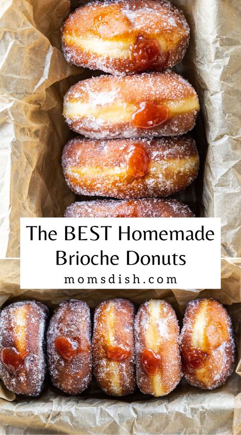 These brioche donuts are fluffy like clouds, irresistibly buttery, and absolutely delicious plain or with fillings. You’ll be addicted with the first bite! Brioche Donuts, Homemade Brioche, Farmers Cheese, Meat Salad, Pie Crumble, Jello Recipes, The Best Dessert Recipes, The Best Dessert, Busy People