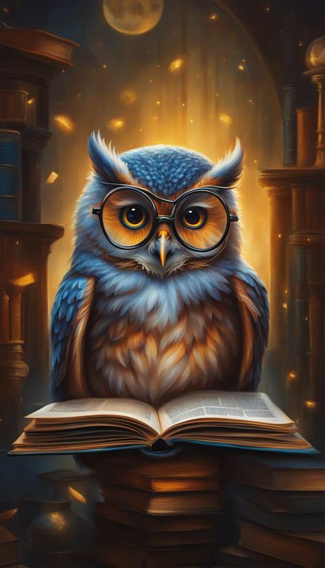 Owl Spirit Animal Art, Owl Reading A Book, Fantasy Owl, Book Cover Art Design, Steampunk Bird, Owl Photography, Owl Artwork, Owl Images, Portraits Art