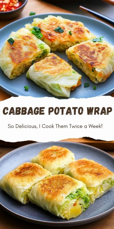 So Delicious, I Cook Them Twice a Week! Ingredients: 1 Chinese cabbage 4 potatoes 1 onion 2 chilies 2 bell peppers 1 tablespoon of salt Olive oil 3 eggs 3 tablespoons of flour 100 grams (1 cup) of breadcrumbs Olive oil (for frying) #Potato #Cabbage Potato Wrap, Potato Cabbage, Vegetable Entrees, Cabbage Recipes Healthy, Cabbage And Potatoes, Quick And Easy Meals, Wrap Recipe, Plant Based Diet Recipes, Easy Chinese