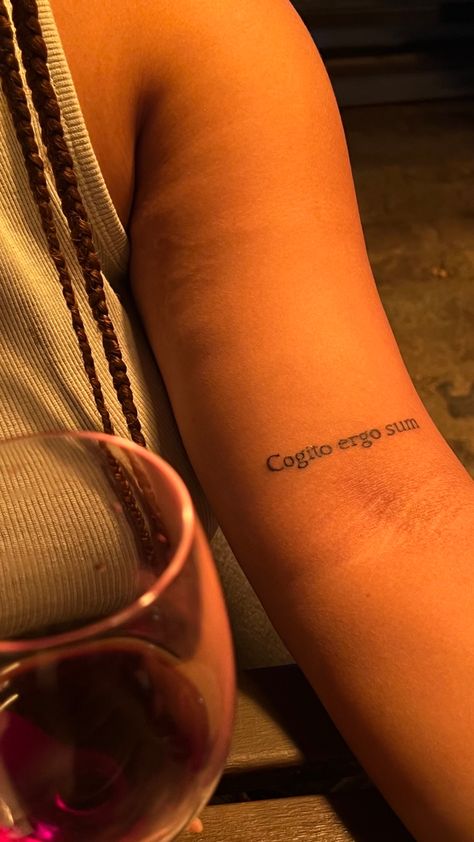 Cogito Ergo Sum Art, Rich People Tattoos, Philosophy Tattoos Ideas, Philosophy Tatoos, Evolve Or Repeat Tattoo, Tattoos Philosophy, Philosophy Tattoo Ideas, I Think Therefore I Am Tattoo, I Think Therefore I Am