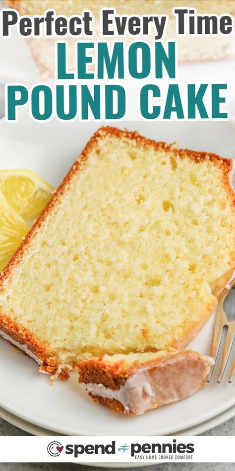 Homemade Lemon Pound Cake, Moist Lemon Pound Cake, Lemon Yogurt Cake, Lemon Pound Cake Recipe, Sweet Glaze, Lemon Yogurt, Pound Cake Recipe, Torte Cupcake, Healthy Banana