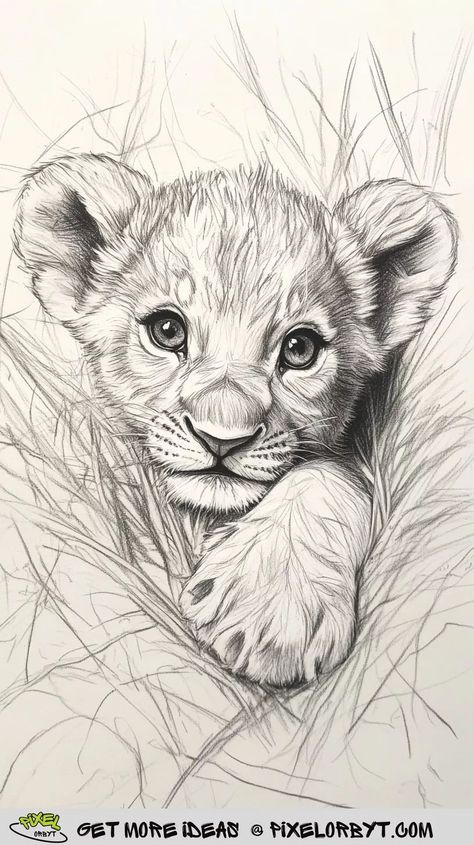 Pencil Sketch Of Animals, Cute Things To Draw And Color, Simple Animal Drawing Ideas, Animal Sketches Realistic Pencil Art, Cool Drawing Ideas Creative, Lion Sketch Pencil, Pictures Of Animals To Draw, Lion Drawing Pencil, Animal Drawings Sketches Pencil