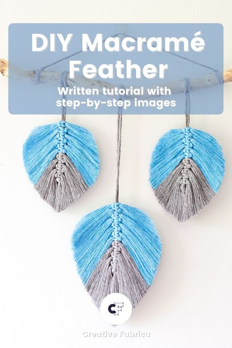 Are you looking for that something special to add a wisp of whimsy to your wall? These feathers have got you covered. They are a perfect entry point into the world of macramé , even if you’ve never forayed into it, and look so professional that you’ll have everyone asking where you bought them. Follow the step-by-step instructions in the article! How To Make Macrame Feathers, Make Feathers From Yarn, Yarn Feathers Tutorial, How To Macrame Feathers For Beginners, How To Stiffen Macrame Feathers, Macrame Feathers, Feather Diy, Yarn Diy, Macrame Diy