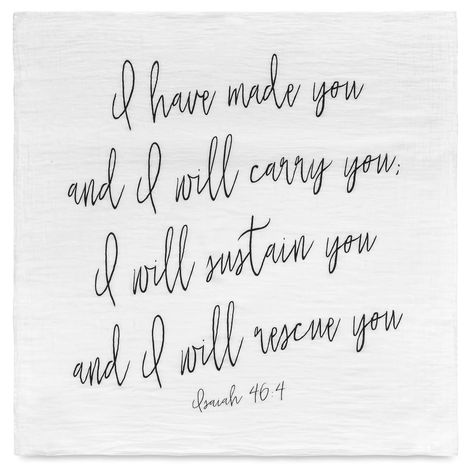 “I have made you and I will carry you; I will sustain you and I will rescue you.” - Isaiah 46:4 ✨ What an incredible reminder of God’s unwavering love and faithfulness y’all! Here’s the takeaway for today… “I have made you” affirms you are not here by chance but by the intentional creation of a loving God. You are carefully crafted and precious in God’s sight. “I will carry you” affirms God will not leave you to navigate life alone. He will carry you. When you are burdened or weary, He in... Baby Scripture, Isaiah 46 4, Organic Swaddle Blanket, Isaiah 46, Mlk Quotes, 1 Samuel 1 27, Father God, 4 Baby, Muslin Swaddle Blanket