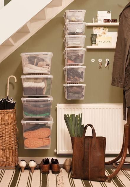 35 Brilliant Ways To Use Plastic Storage Bins Hallway Storage Ideas, Ikea Trofast Storage, Large Storage Bins, Drawer Bins, Overhead Storage, Toy Storage Boxes, Hallway Storage, Plastic Storage Bins, Understairs Storage