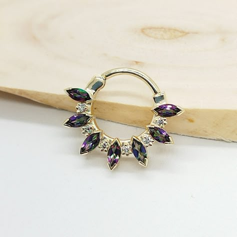 Daith Rings, Ear Cuff Piercing, Septum Piercing Jewelry, Daith Jewelry, Helix Jewelry, Alexandrite Jewelry, Daith Earrings, Pretty Ear Piercings, Septum Clicker