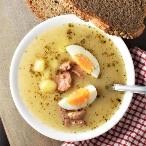 Zurek Soup, Polish Soup, White Sausage, Pork Soup, Sour Soup, Everyday Dishes, Chicken Soup Recipes, Seasonal Ingredients, Polish Recipes