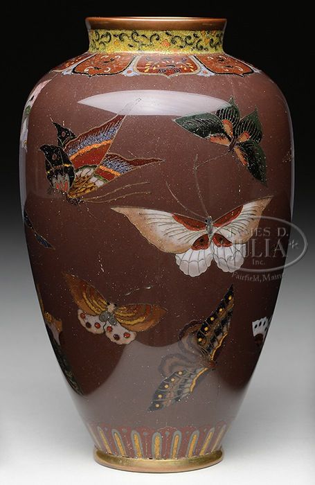 Lot 4125 - CLOISONNE ENAMEL VASE ATTRIBUTED TO NAMIKAWA YASUYUKI. Meiji period (1868-1912), Japan. Unsigned, Persian Art Painting, Old Vases, Japanese Vase, Bug Art, Meiji Period, Painted Vases, Antique Vase, Cloisonne Enamel, Japanese Ceramics